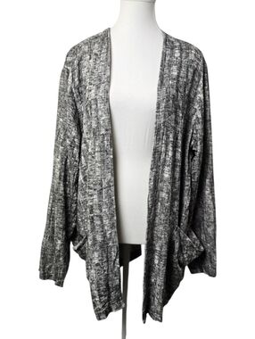 Ninety Eight Women’s Open Front Cardigan Gray Marled Linen Blend Lightweight